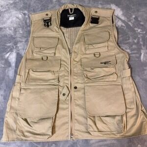 Nikon Vestrap Vintage Photography Utility Vest Khaki Tan Multi-Pocket Mens L